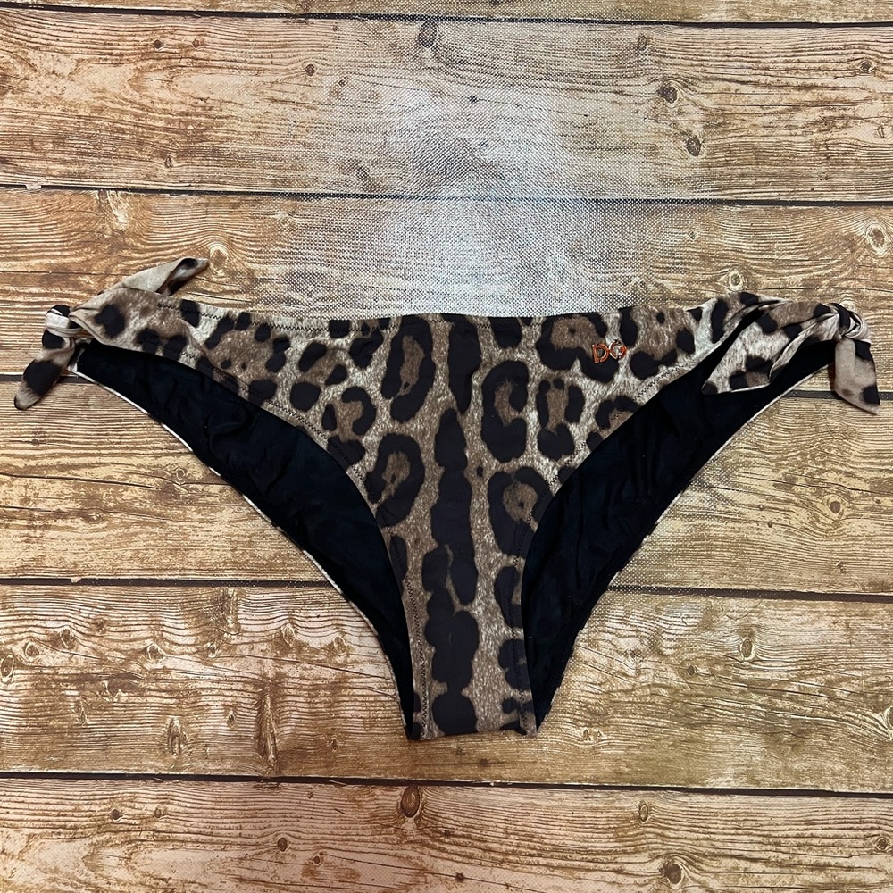NWT Dolce & Gabbana Leopard-print tie bikini bottoms - Picture 4 of 7